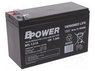 Re-battery: acid-lead; 12V; 7.2Ah; AGM; maintenance-free; 2.4kg 