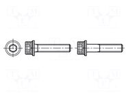 Screw; with flange; M6x25; 1; Head: knurled,cheese head; hex key BOSSARD