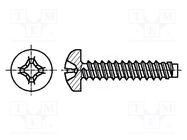 Screw; for metal; 3.5x9.5; Head: cheese head; Phillips; PH2; zinc BOSSARD