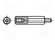 Screwed spacer sleeve; 22mm; Int.thread: M4; Ext.thread: M4; brass DREMEC