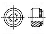 Nut; round; M4; A1 stainless steel; BN 641; push-on BOSSARD