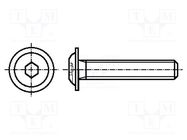 Screw; with flange; M6x8; 1; Head: button; hex key; HEX 4mm; steel BOSSARD