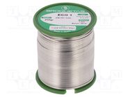 Tin; lead free; Sn99,3Cu0,7; 1mm; 250g; reel; Flux: flux free; 220°C 