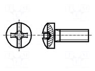 Screw; M2x10; 0.4; Head: button; Phillips,slotted; PH1,0.5mm; steel BOSSARD