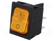 ROCKER; DPST; Pos: 2; ON-OFF; 20A/250VAC; orange; IP40; 1835; 230V Marquardt