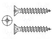 Screw; for chipboard; 3x10; Head: countersunk; Pozidriv; PZ1; steel BOSSARD