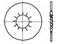 Washer; internally serrated; M6; D=14.2mm; h=0.7mm; spring steel BOSSARD