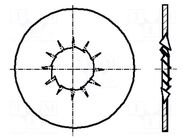 Washer; internally serrated; M6; D=14.2mm; h=0.7mm; spring steel BOSSARD