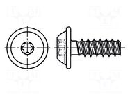 Screw; for plastic; 6x20; Head: button; Torx® PLUS; 30IP; steel BOSSARD