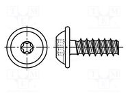 Screw; for plastic; 2.5x12; Head: button; Torx® PLUS; 8IP; steel BOSSARD