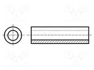 Spacer sleeve; 9.52mm; cylindrical; brass; nickel; Øint: 3.05mm KEYSTONE