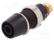 Connector: 4mm banana; socket; 32A; 1kV; black; gold-plated; screw SCHÜTZINGER