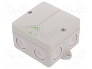 Enclosure: junction box; X: 80mm; Y: 80mm; Z: 52mm; polystyrene; IP65 SPELSBERG