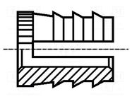Threaded insert; brass; M5; BN 1051; for plastic BOSSARD