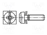 Screw; with washer; M3x6; 0.5; Pozidriv,slotted; 0,6mm,PZ1; steel BOSSARD