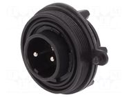 Connector: circular; socket; male; PIN: 2; 12A; 250V; IP68; UL94V-0 BULGIN