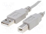 Cable; USB 2.0; USB A plug,USB B plug; 0.5m; grey; Core: Cu BQ CABLE