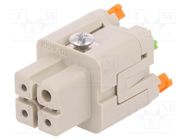 Connector: HDC; contact insert; female; CKSH; PIN: 4; 3+PE; 10A; 400V ILME