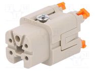 Connector: HDC; contact insert; female; CKSH; PIN: 5; 4+PE; 10A; 400V ILME