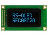 Display: OLED; alphanumeric; 8x2; Dim: 58x32x10mm; blue; PIN: 16 RAYSTAR OPTRONICS