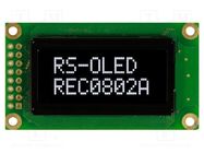 Display: OLED; alphanumeric; 8x2; Dim: 58x32x10mm; white; PIN: 16 RAYSTAR OPTRONICS