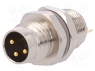 Connector: M8; male; PIN: 3; unshielded; socket; IP67; 60V; 2.5÷3.5mm TE Connectivity