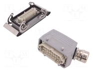 Connector: HDC; male + female; HE; PIN: 16; 16A; 500V; 16+PE; size 6 WEIDMÜLLER