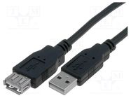 Cable; USB 2.0; USB A socket,USB A plug; nickel plated; 5m; black VCOM