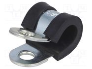 Fixing clamp; ØBundle : 9mm; W: 15mm; steel; Cover material: EPDM 