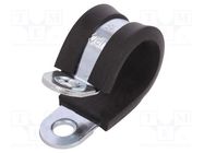 Fixing clamp; ØBundle : 18mm; W: 15mm; steel; Cover material: EPDM 