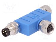 T adapter; M8 male,M8 female x2; PIN: 4; T; IP67; Polarisation: A TE Connectivity