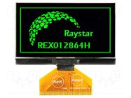 Display: OLED; graphical; 2.42"; 128x64; Dim: 60.5x37x2.15mm; green RAYSTAR OPTRONICS