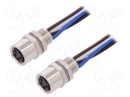 Connector: M8; Len: 0.2m; female; PIN: 4; socket; IP67; 30V TE Connectivity