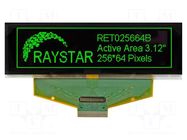 Display: OLED; graphical; 3.12"; 256x64; Dim: 88x27.8x2.05mm; green RAYSTAR OPTRONICS