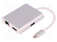 Adapter; USB 3.0,USB 3.1; nickel plated; 0.2m; white; silver QOLTEC