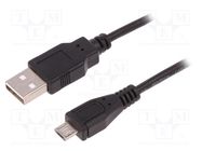 Cable; USB 2.0; USB A plug,USB B micro plug; 1m; black QOLTEC