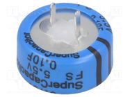 Supercapacitor; THT; 0.1F; 5.5VDC; -20÷80%; Body dim: Ø16.5x8.5mm KEMET