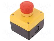 Control cassette; 22mm; YW; No.of butt: 1; mushroom; IP65; plastic IDEC