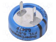 Supercapacitor; THT; 0.047F; 5.5VDC; -20÷80%; Body dim: Ø12x5mm KEMET