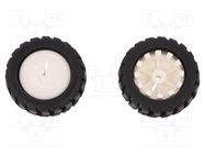 Wheel; white,black; Shaft: D spring; push-in; Ø: 42mm; W: 19mm; 2pcs. DFROBOT