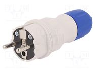 Connector: AC supply; male; plug; 2P+PE; 250VAC; 16A; for cable PLASTROL