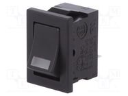 ROCKER; SPST; Pos: 2; ON-OFF; 3A/250VAC; black; LED; DS-850; -10÷55°C MIYAMA