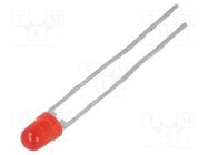 LED; 3mm; red; 1.6÷13mcd; 30°; Front: convex; 2÷3VDC; No.of term: 2 VISHAY