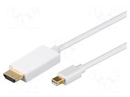 Cable; HDMI plug,mini DisplayPort plug; PVC; 1m; white; white Goobay