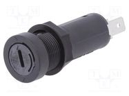 Fuse holder; cylindrical fuses; 5x20mm; 10A; on panel; black; FBS1 SCHURTER