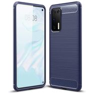 Carbon Case Flexible Cover TPU Case for Huawei P40 blue, Hurtel