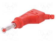 Connector: 4mm banana; plug; 32A; 600V; red; 2.5mm2; on cable STÄUBLI