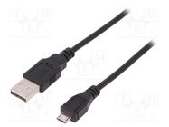 Cable; USB 2.0; USB A plug,USB B micro plug; nickel plated; 1m DIGITUS