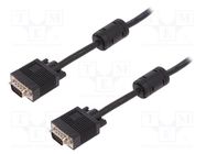 Cable; D-Sub 15pin HD plug,both sides; black; 5m; Core: Cu; 28AWG DIGITUS