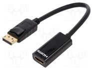 Adapter; DisplayPort 1.1a; DisplayPort plug,HDMI socket; 150mm DIGITUS